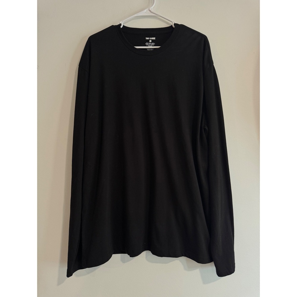 True Classic Long Sleeve Crew Neck Mens XL Black Cotton Blend Tee